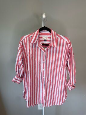Universal Thread Red & Blue Vertical Stripe Button-Down Shirt - Oversized XS